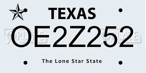 OE2Z252 Texas License Plate
