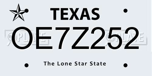 OE7Z252 Texas License Plate