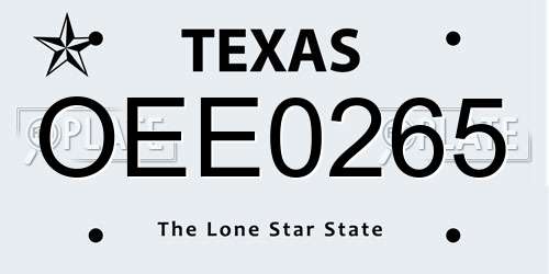 OEE0265 Texas License Plate