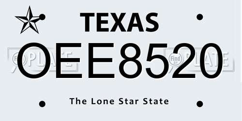 OEE8520 Texas License Plate