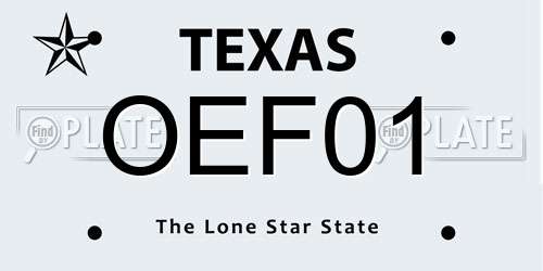OEF01 Texas License Plate