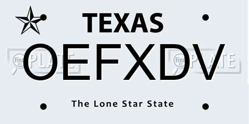 OEFXDV Texas License Plate