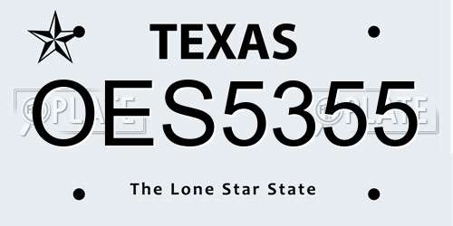OES5355 Texas License Plate