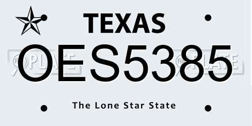 OES5385 Texas License Plate