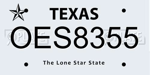 OES8355 Texas License Plate