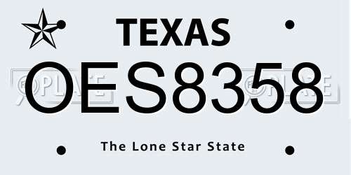 OES8358 Texas License Plate