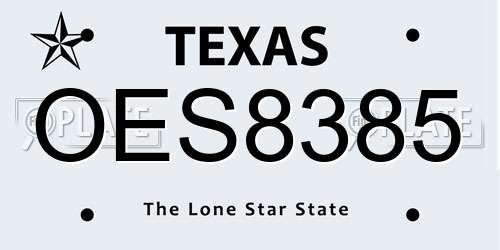 OES8385 Texas License Plate
