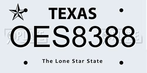 OES8388 Texas License Plate