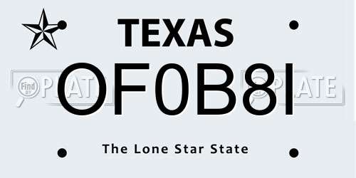 OF0B8I Texas License Plate
