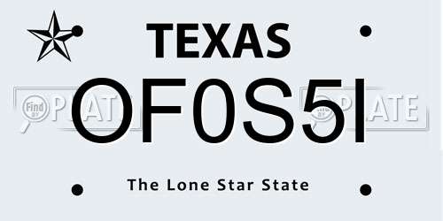 OF0S5I Texas License Plate