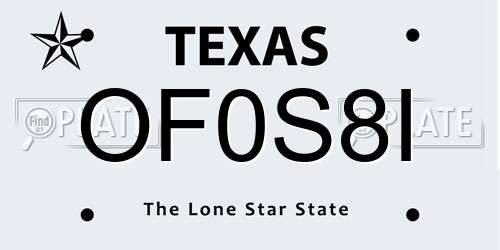 OF0S8I Texas License Plate