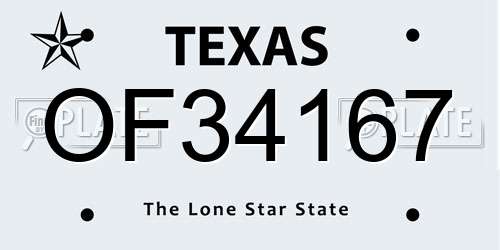 OF34167 Texas License Plate