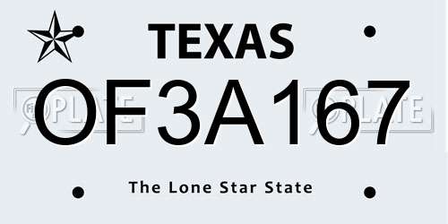 OF3A167 Texas License Plate