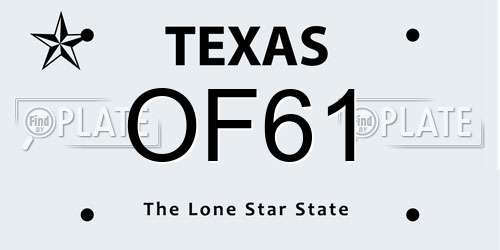 OF61 Texas License Plate
