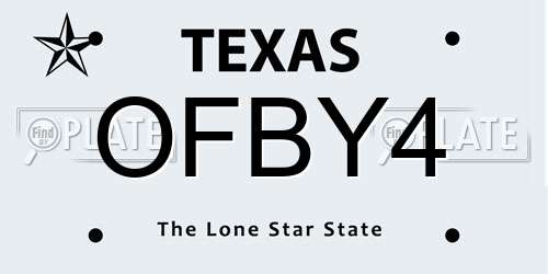 OFBY4 Texas License Plate