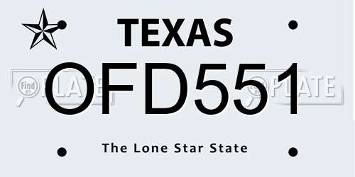 OFD551 Texas License Plate