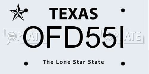 OFD55I Texas License Plate