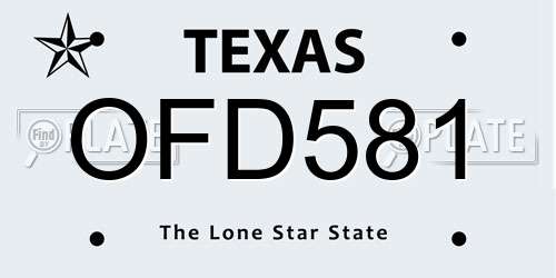 OFD581 Texas License Plate