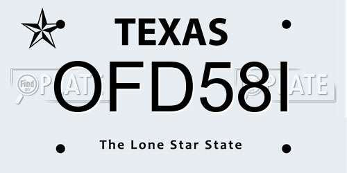 OFD58I Texas License Plate