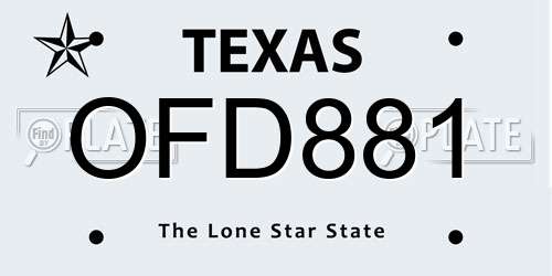OFD881 Texas License Plate