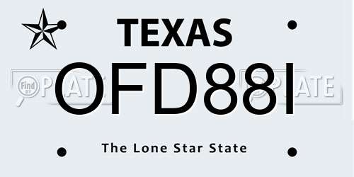 OFD88I Texas License Plate