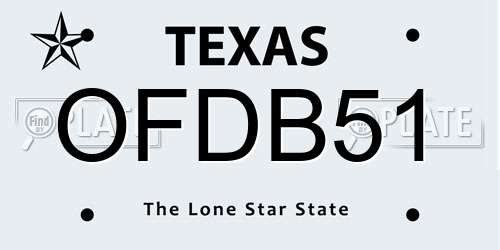 OFDB51 Texas License Plate