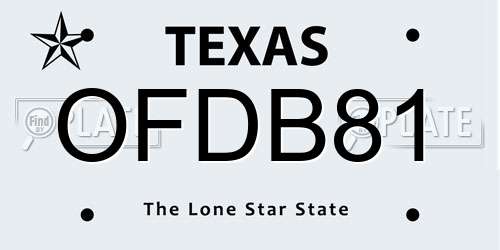 OFDB81 Texas License Plate