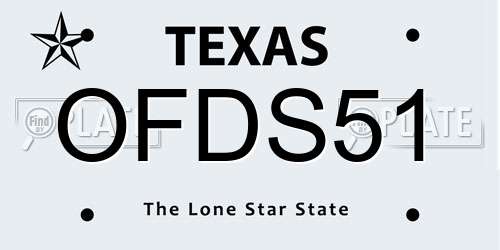 OFDS51 Texas License Plate