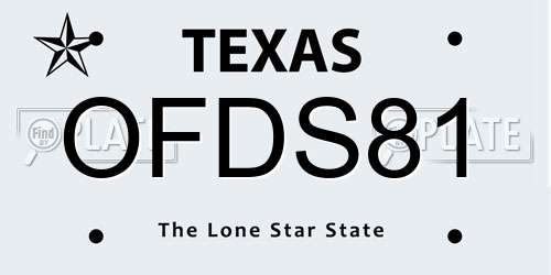 OFDS81 Texas License Plate