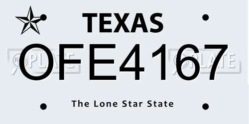OFE4167 Texas License Plate