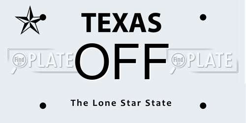 OFF Texas License Plate