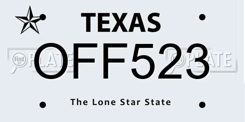 OFF523 Texas License Plate