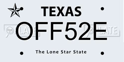 OFF52E Texas License Plate