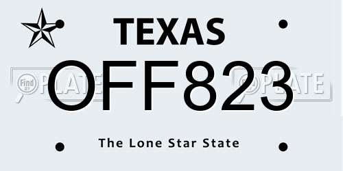 OFF823 Texas License Plate