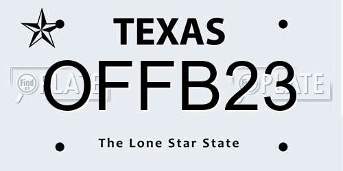 OFFB23 Texas License Plate