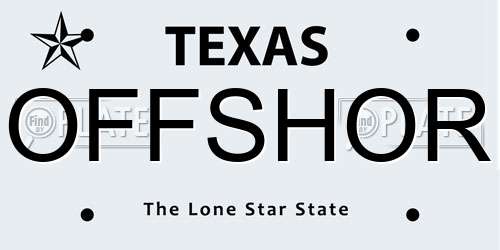 OFFSHOR Texas License Plate