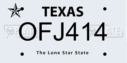 OFJ414 Texas License Plate