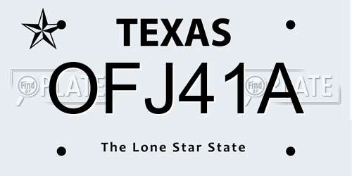 OFJ41A Texas License Plate