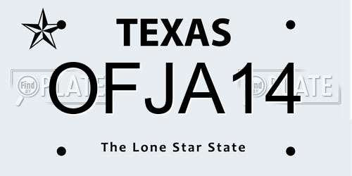 OFJA14 Texas License Plate