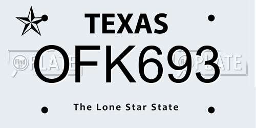 OFK693 Texas License Plate
