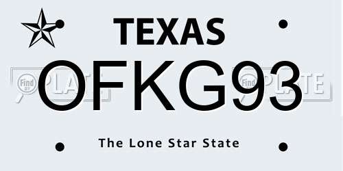 OFKG93 Texas License Plate