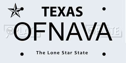 OFNAVA Texas License Plate