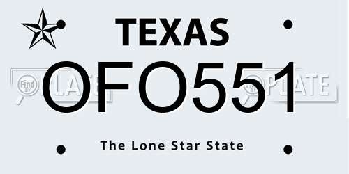 OFO551 Texas License Plate