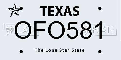 OFO581 Texas License Plate
