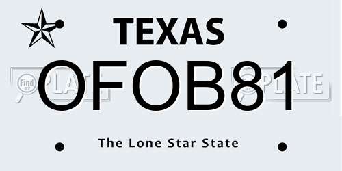 OFOB81 Texas License Plate