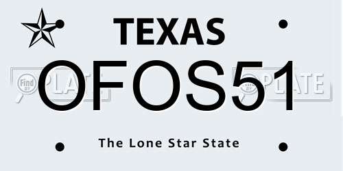 OFOS51 Texas License Plate