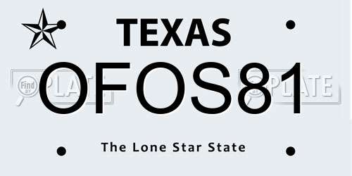 OFOS81 Texas License Plate