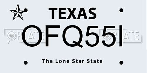 OFQ55I Texas License Plate