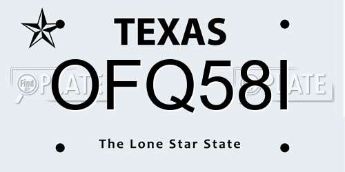 OFQ58I Texas License Plate