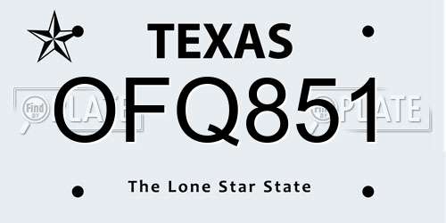 OFQ851 Texas License Plate